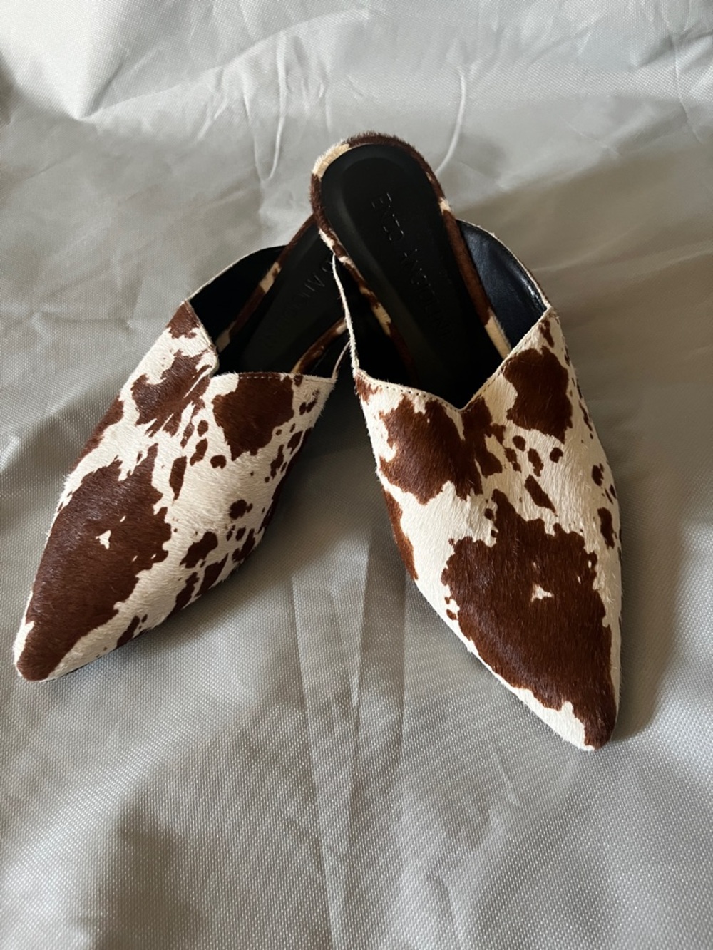 ENZO ANGIOLINI pointed Cowhide-Print Mule Flats - Brown & White
